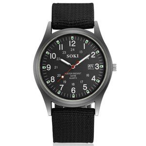 Men's Military Army Luminous 24Hours Dial Nylon Strap Date Quartz Wrist …